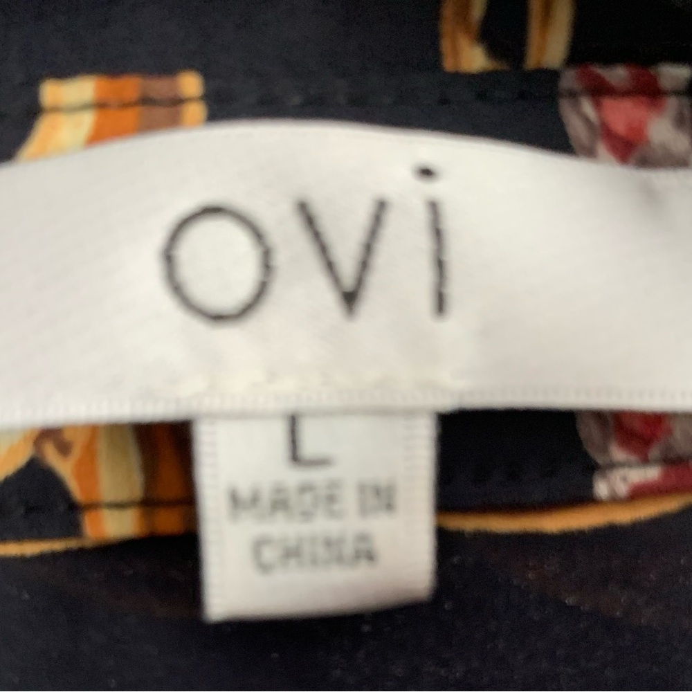 Ovi Black and Gold Chain Pattern Blouse Sz L - Picture 5 of 5